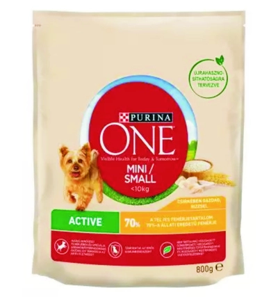 PURINA ONE Mini Active csirkében gazdag száraz kutyaeledel (800g)