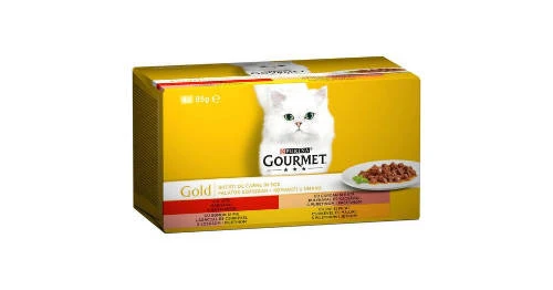 GOURMET GOLD Falatok szószban nedves macskaeledel (4x85g)