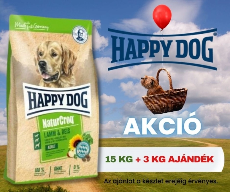 AKCIÓS Happy Dog NaturCroq Lamb and Rice (15 kg) + 3 KG AJÁNDÉK