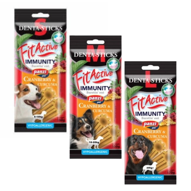 PANZI FitActive SNACK Denta-Sticks jutalomfalat (vörösáfonya, kurkuma)