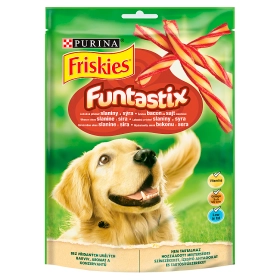 FRISKIES Funtastix bacon és sajt ízesítésű jutalomfalat kutyáknak