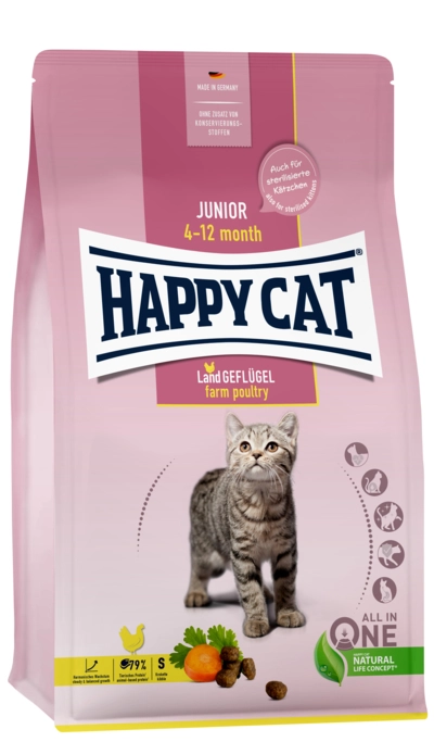 HAPPY CAT Junior eledel baromfival kölyökmacskáknak