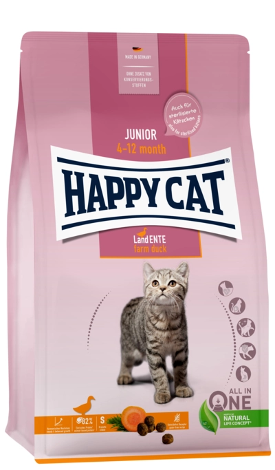 HAPPY CAT Junior Grainfree eledel kacsával kölyökmacskáknak